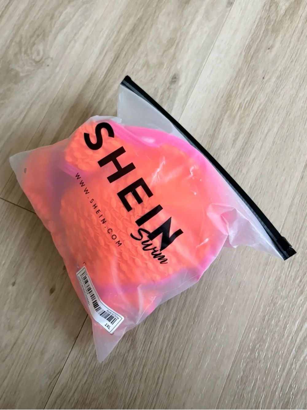 SHEIN Neon Orange & Pink One-Shoulder Cutout Bikini Set Woman Plus Size 1X